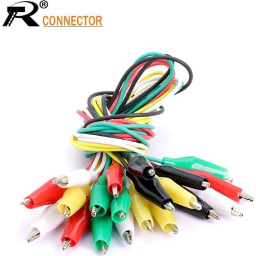 10Pcs 5colors 50cm length double-ended 27mm alligator clips jumper wire mini test clip DIY test cable test folder test hook clip