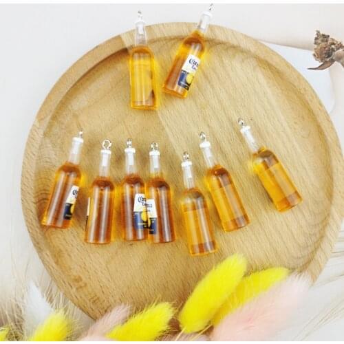 10Pcs Beer Bottle Resin DIY Charms DIY 3D Mini Brewage Bottle Earrings Pendant For Keychain Necklace Jewelry Make Accessories