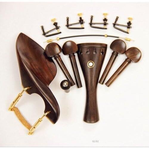 2 Sets New Ebony Wood 4/4 Violin Accessories Chin Rest Golden Clamp Tailpiece Tuners Endpin Pegs Tail Gut acessorio para violino