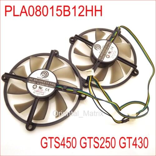 2pcs/lot PLA08015B12HH DC BRUSHLESS FAN 12V 0.35A 85mm GTS450 GTS250 GT430 Graphics Card Cooling Fan 4Wire 4Pin