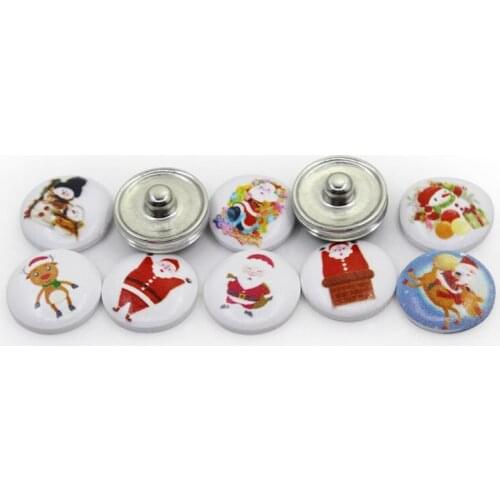 2019 Wholesale 100pcs Mix Random Printing Christmas Snap Buttons 18mm Ginger Snap Bracelet&Bangles DIY Snap Jewelry Charms