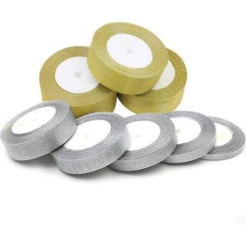 25 Yard 22M Gold Silver Ribbon 6/10/15/25/30/40/50mm Handmade Metallic Luster Wedding Christmas Decoration DIY Gift Wrapping