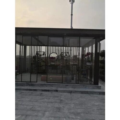 3mx 3mx3m or 3mx6mx3m gazebo sun room with clear plexiglass canopy and iron door plexiglass canopy hc-s3