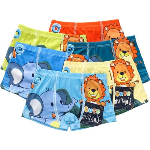 Childrens Panties 5pc/lot Boxer Briefs Smooth Kids Underwear Soft Baby Boy Underpants 4-12Y Elephant Cartoon Print