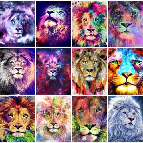 AZQSD Diy Coloring By Numbers Lion Unique Gift For Children Painting By Numbers Animals Decor For Home Hand Paind Kit Canvas