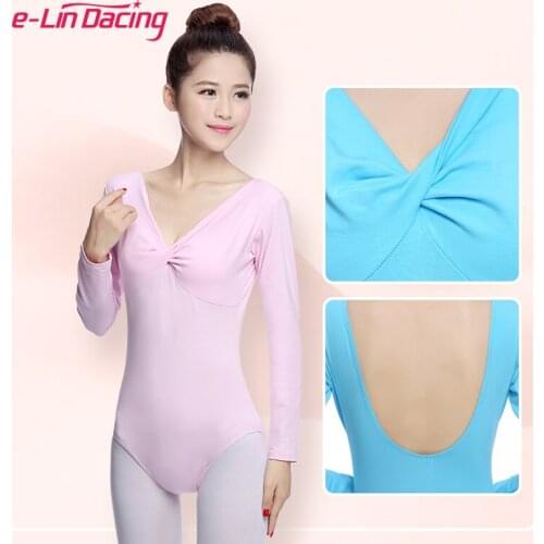 Ballet Bodysuit For Girls Long sleeves Womens Gymnastics Practice Leotard Ballerina Dancewear Justaucorps Built-in Bra
