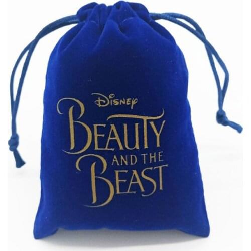 Blue Velvet Gift Bag with gold logo 5x7cm 7x9cm 9x12cm pack of 50 Makeup Jewelry Drawstring Pouches