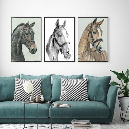 Decorative Painted Animals Horse Artwork Posters Canvas Wall Art Paintings Prints Posters Prints for Living Room Home Decor