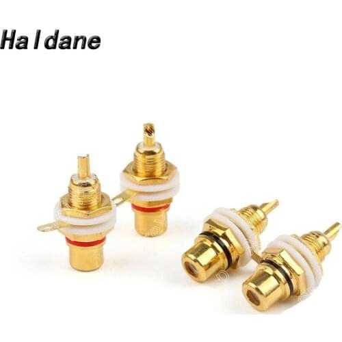 Haldane 8pcs HIFI RCA Female Jack Plated RCA Connector Gold Panel Mount Chassis Audio Socket Plug Bulkhead white Cycle