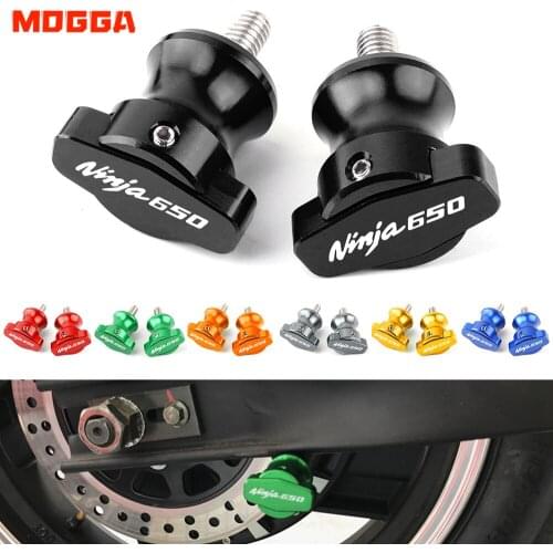 Logo Ninja650 Motorbike Swingarm Spools Sliders Stand Screws 8mm Accessories For Kawasaki Ninja 650 2017 2018 2019 2020 Black