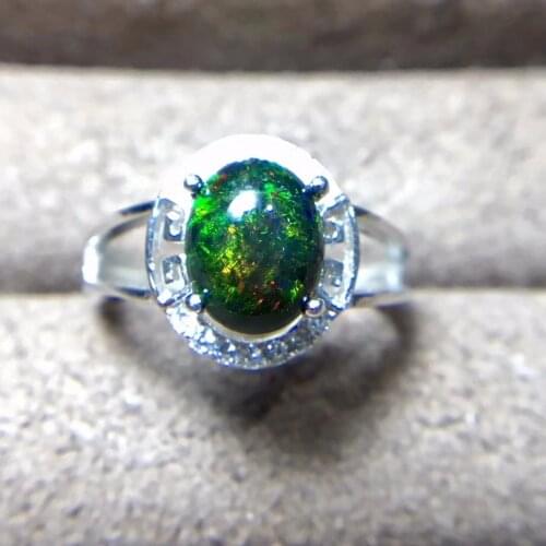 Natural Black Opal Ring, 925 Silver, 3 Carat Gem, Fire Flash Natural Coloured Gemstones Monopoly
