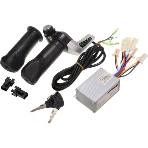 1SET Motorcycle Brush Controller+Throttle Grips With 5LED Battery Indicator 24V 250W For 22MM Electric Bike Scooter Accessories