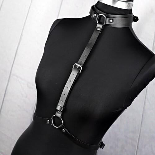 Leather Thigh Garter Belt Gothic Clothes Harness Erotic Sexi Suspenders Bdsm Collar Harness for Women Punk Underwear Women Set
