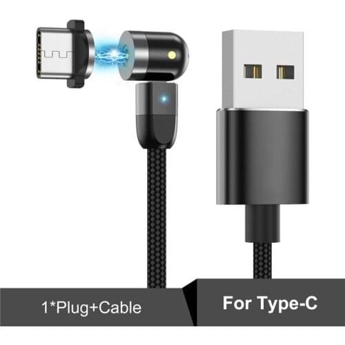 360 and 180 Degree Rotation L-shape Fast Charging Magnetic Cable Charger Micro USB Type C Data Cable For Samsung s20 iPhone 11 X