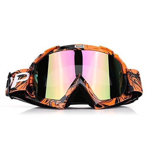 Motorcycle Goggles, Motorcycle Motocross Off Road Dirt Bike Racing Goggles Glasses Eye Protection (Orange Colorful)