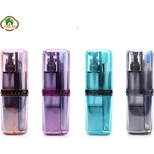 MSJO Travel Accessories Organizer Portable Bathroom Toothbrush Toothpaste Box 6pcs Shower Gel Shampoo Lotion Bottles Set
