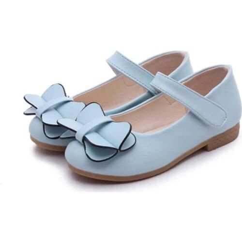 2020 new girls PU shoes children princess fashion cute bow girl casual shoes