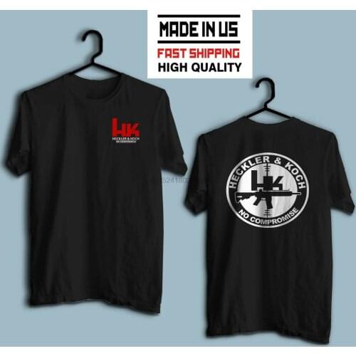New HK Heckler Koch Gun No Compromise Pistols Black T Shirt Us All size