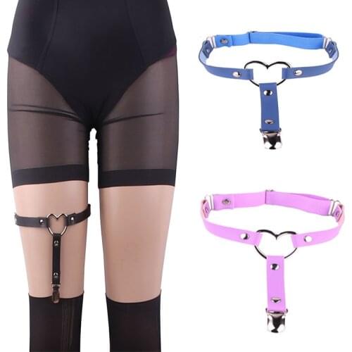 New Sexy Punk Spike Leather Elastic Garter Belt Harajuku Thigh Ring Garter Leg Chain Bondage Harness Cosplay Clothing Accessory