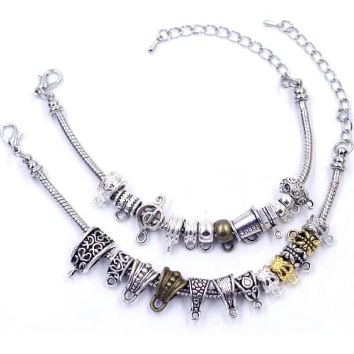 New European Spacer Beads Bail Big Hole For Charms DIY Bracelets Bangles Zinc Alloy Women Jewelry DIY Finding 24 Styles