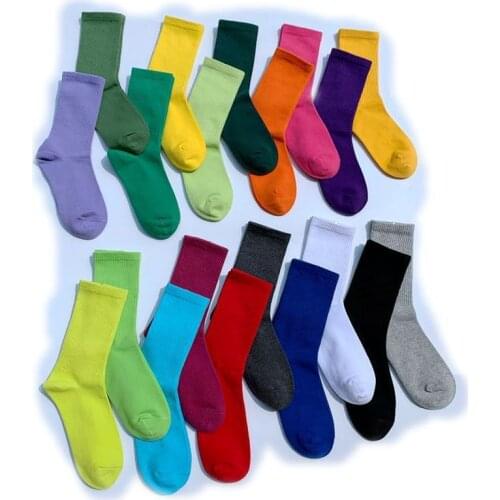Pure Color Black and White Yellow Wild Cotton Tube Socks Men and Women Couples Simple Vintage Many Colors To Choose Cotton Sock