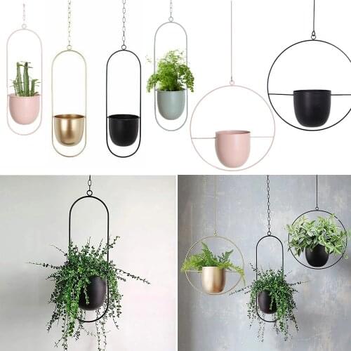 Metal hanging pot Plant Hanger Chain hanging planter Basket Flower Pot Plant Holder Home Garden Balcony Decoration