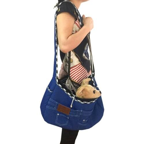 Adjustable Dog Cat Carry Bag Sling Carrier Denim Small Pet Puppy Backpack