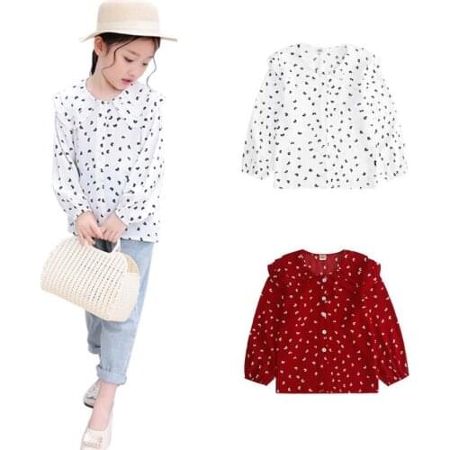 2019 Girls clothes long sleeve shirts for girls blouse cotton baby girls princess shirts toddler casual tops Dot children shirts