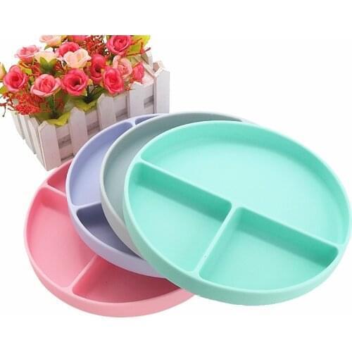 Chenkai 5Set 8 color Silicone Baby Round Dinner Plate Baby Tableware Waterproof Food Plate Feeding Bowl Shatter-resistant Plate