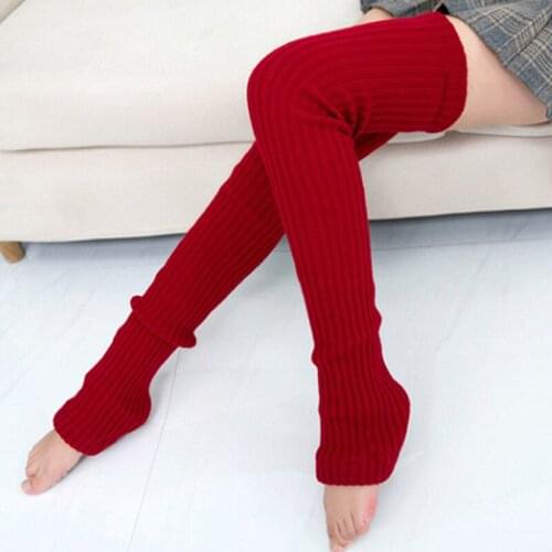 Warm Knitted Non-slip Socks Leg Warmers Women Warm Knee High Winter Knit Solid Socks Warm Boot Cuffs Long Socks