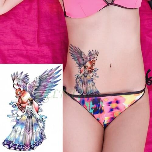 Waterproof Temporary Tattoo Sticker cartoon combination animal wings girl Fake Tatoo Flash body art Tatto for Girl Women Men