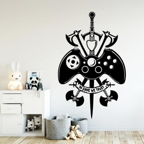 Amusing In game we trust Wall Stickers Home Decor Girls Bedroom Sticker For Boys Bedroom Decals removable mural