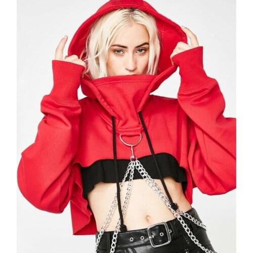 Gothic Hooded Women Hoodie Long Sleevechain Tops Hip Hop Pullover Comfortable Fashion Simplicity Casual Personality 2020
