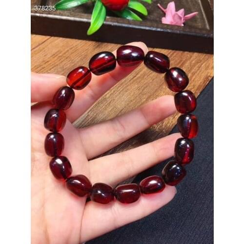 Genuine Natural Blood Red Amber Bracelet 10x8mm Women Stretch Stretch Oval Beads Bracelet Jewelry AAAAA