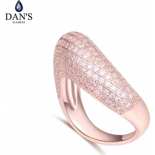 DANS Element Brand Real AAA Zirconia Micro Inlays Rose Gold Color Ring Party For Women Valentine Gift 130571