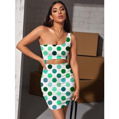 Giyu Brand Dots Dresses Women Colorful 3d Print Harajuku Vestido Sexy Gradient Halter Sleeveless Womens Clothing Mini Evening