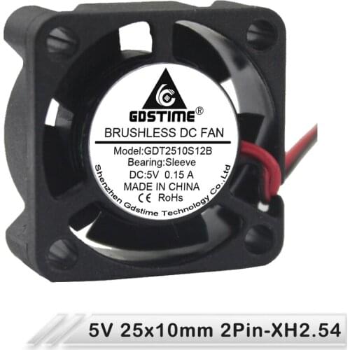 1pcs Mini 2510S 25mm x 25mm x 10mm 2Pin 5V Axial Fan 25MM 10MM DC Brushless Computer Cooling Cooler Fan