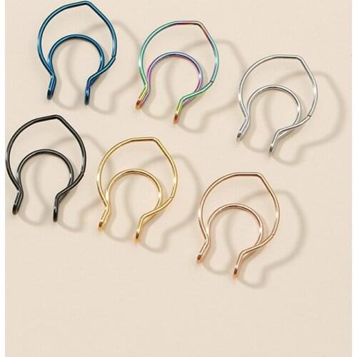 1PCS New Fake Nose Piercing Fake Nose Ring Hoop Septum Rings Surgical Steel Colorful Fake Piercing Nose Piercings Jewelry