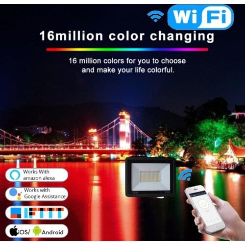 1pc AC220V/110V Led Flood Light 30W 50W 100W Outdoor Floodlight LED WIFI Controller Street Lamp Landscape Lighting