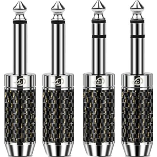 10pcs Hifi 6.35mm Rhodium Copper Stereo Headphone Jack Mono 6.35 2/3 Pole Adapter Speaker Plug 6.3mm Audio Jacks Connector 6.5mm