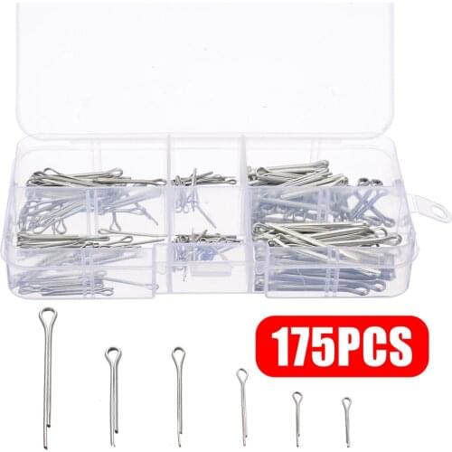 175pcs/lot Galvanized Elastic Split Pin Hairpin Pin Hole Pin Assorted Sizes With Box Set