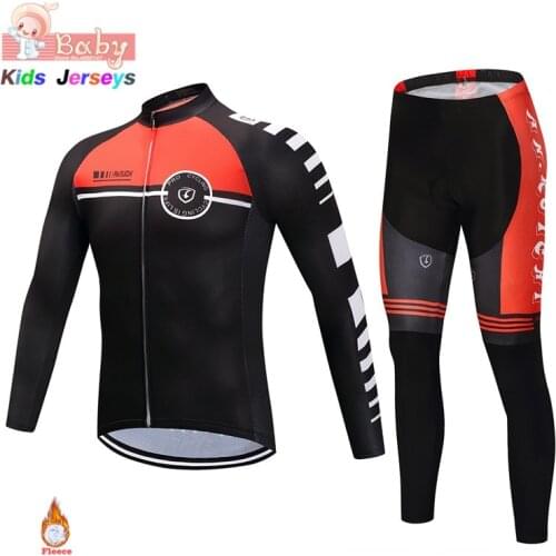 2021 Kid Cycling Jersey Winter Long Sleeve Fleece Cycling Clothing Ropa Ciclismo Childrens Triathlon Boy Keep Warm Bike Uniform