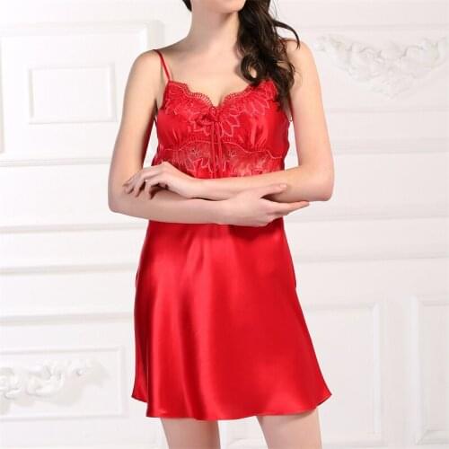 2021 Summer Sexy Lace Hollow Nightdress Mulberry Silk Women Pajama Sling V Neck Women Pijama Ladies Home Dress Sleepwear Clothes