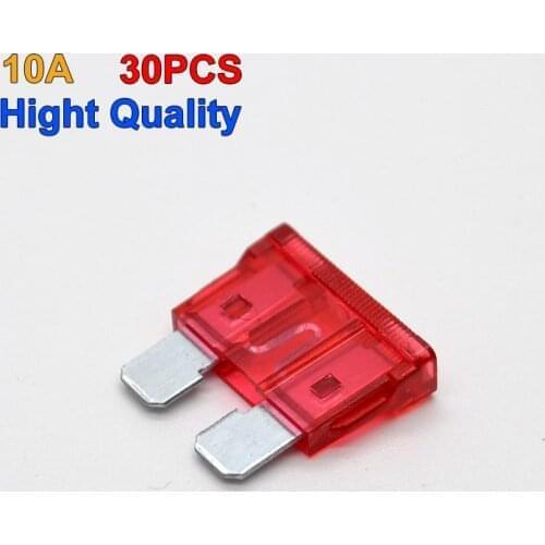 30Pcs 10A Safe High Quality Medium Blade Fuse Motorcycle Truck Suv Car Replacement Fuse
