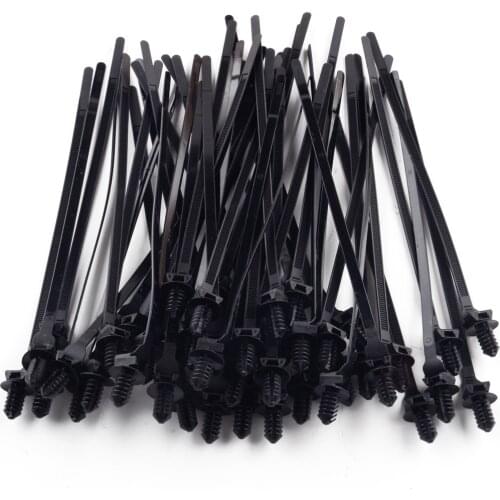 50pcs/Set Universal Car Nylon Push Clips Wire Tie Released Zip Straps Pipe Cable Fastener Bundle Band