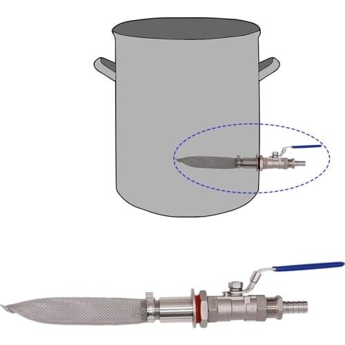 Free Shipping 1/2" Stainless Steel Kettle Valve Kit w/barb, 6" Bazooka Screen, Brewer Hardware
