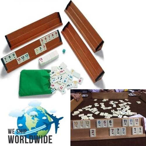 -FAST DELIVERY- Okey Rummy 4 Player Board Game WOODEN 4x Decks and Quality 106x Chips Set Skill Team Adult Party Team Game