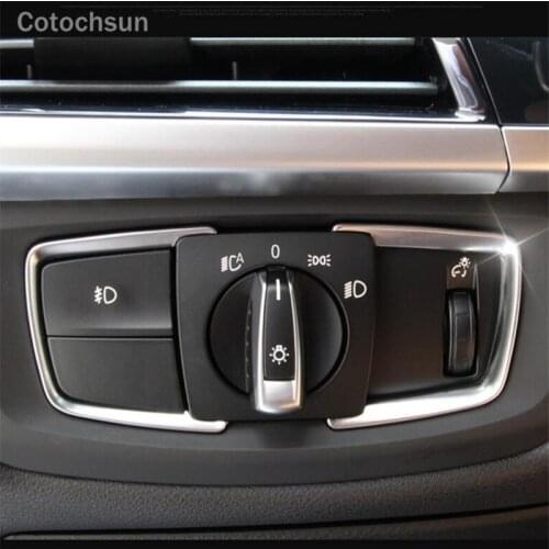 Cotochsun ABS Matt Chrome Headlight Switch sticker Trim case For BMW For BMW X5 X6 F15 F30 F31 F32 F34 F35 1 2 3 4-Series 3GT