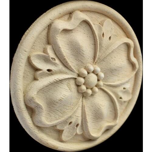 Wood Carved Corner Onlay Applique Frame Door Decorate Wall Doors Decorative Figurines Wooden Miniatures