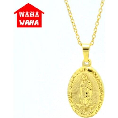 Virgin Mary Simple Titanium Steel Pendant Gold/Silver/Rosegold Virgin Mary Saint Medal Necklaces & Pendants for Catholic Token